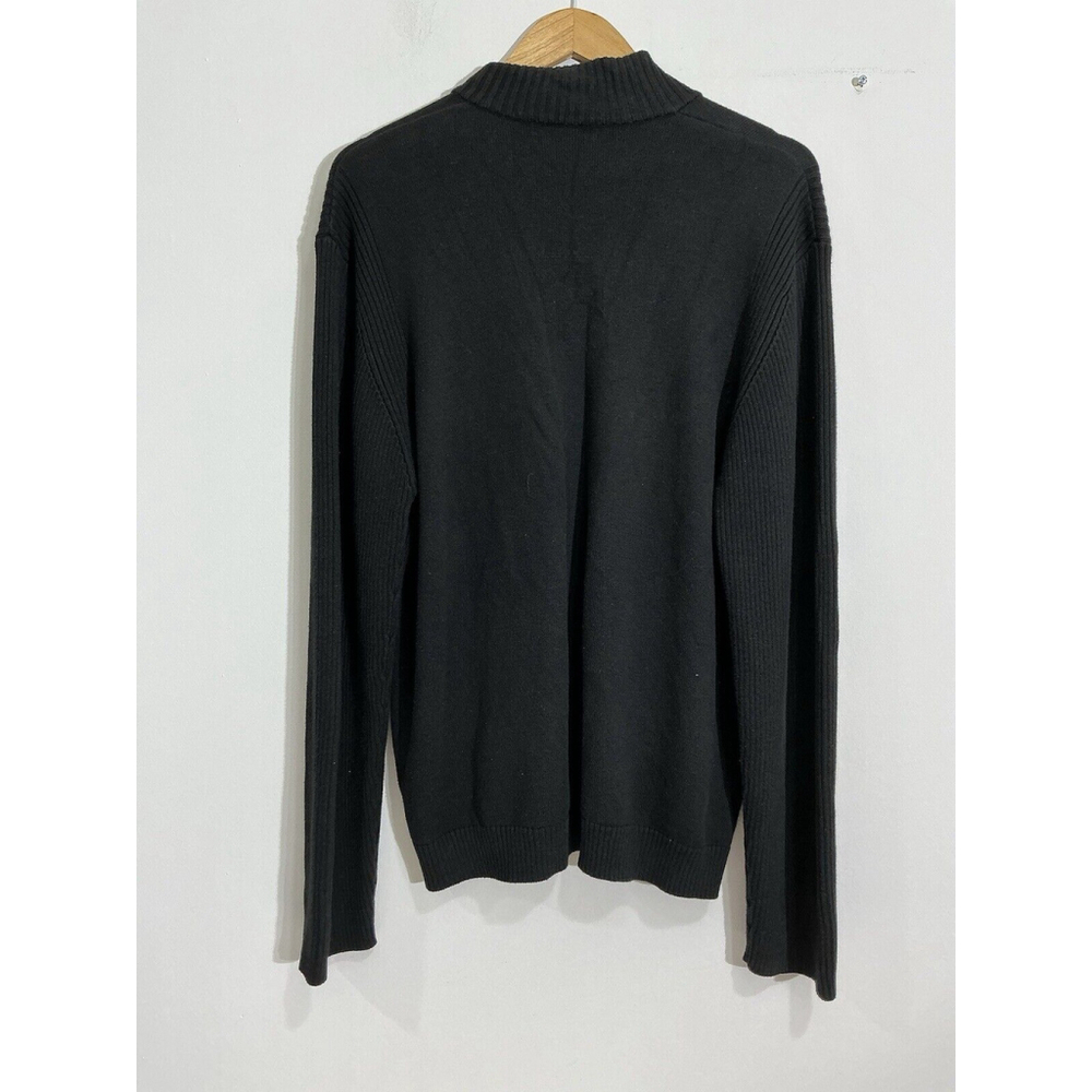 Men’s Kenneth Cole Black Long Sleeve Zip Front Collared Sweater Xxl - Picture 2 of 7